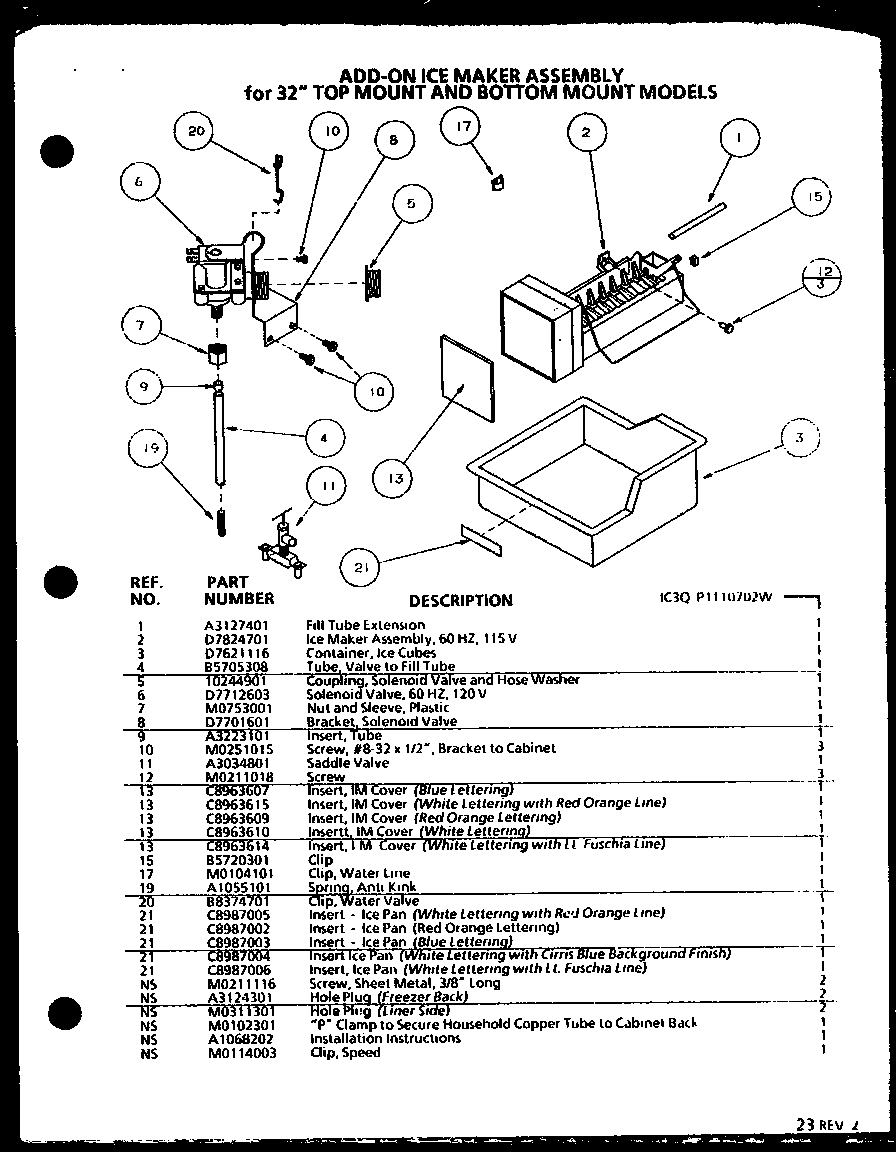 Amana 86068L-P1125506WL add on-ice maker assembly diagram