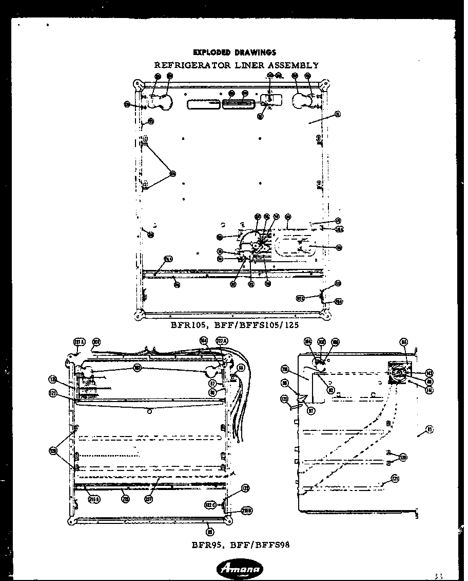 Amana CIM125 refrigerator liner assembly (bfr95) (bff98) (bffs98) (bff105) (bffs105) (bff125) (bffs125) diagram