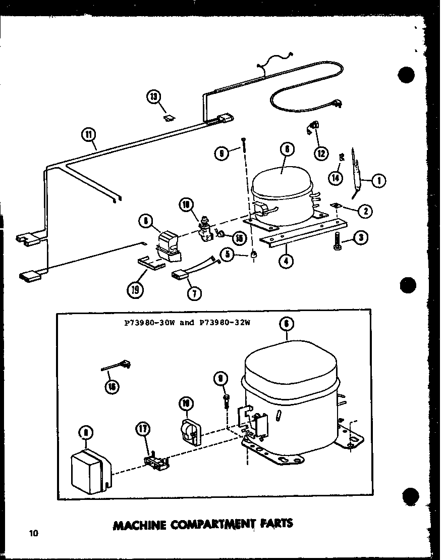 Amana C7B-1-A/P7398030WA machine compartment parts diagram