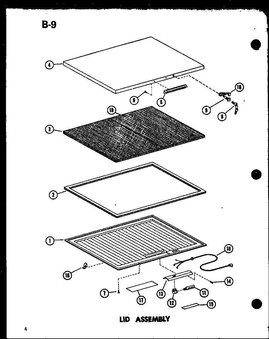 Amana C15B-1-A/P73980-19WA lid assembly diagram