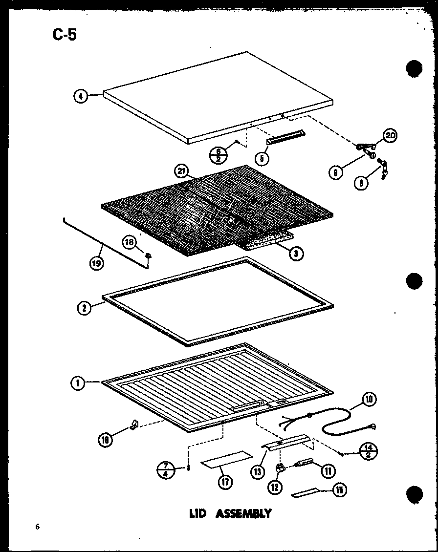 Amana C19B-1-L/P73980-36WL lid assembly diagram