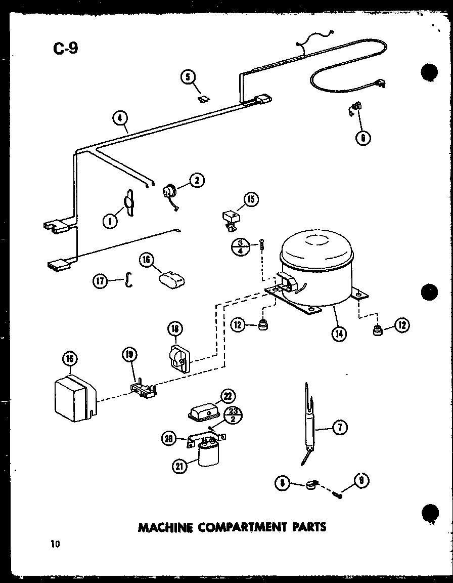 Amana C19B-1-L/P73980-36WL machine compartment parts diagram