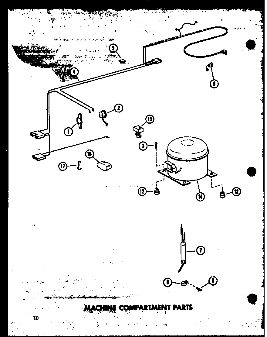 Amana C23B-1-L/P73980-12WL machine compartment parts diagram