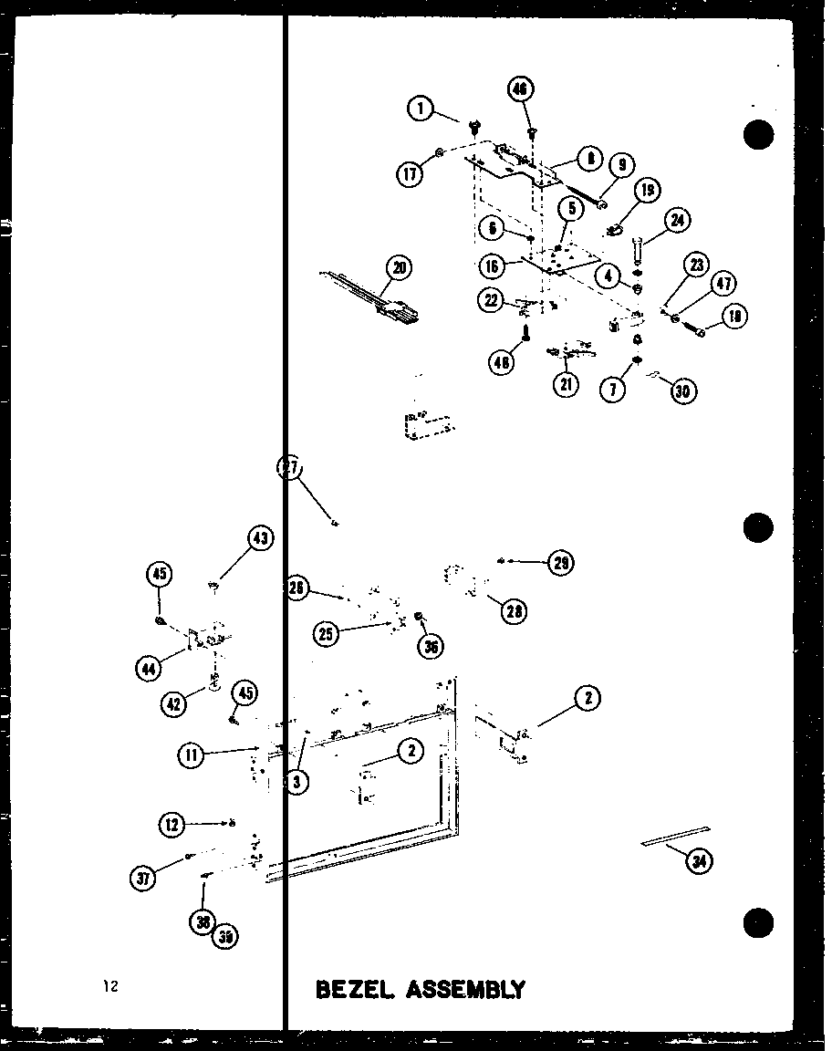 Amana RC-10S/P72649-2M bezel assembly diagram
