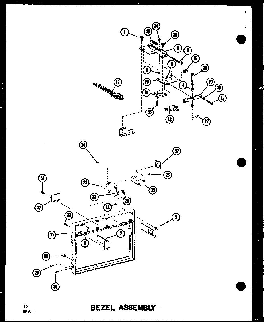 Amana RC-10S/P73829-3M bezel assembly diagram