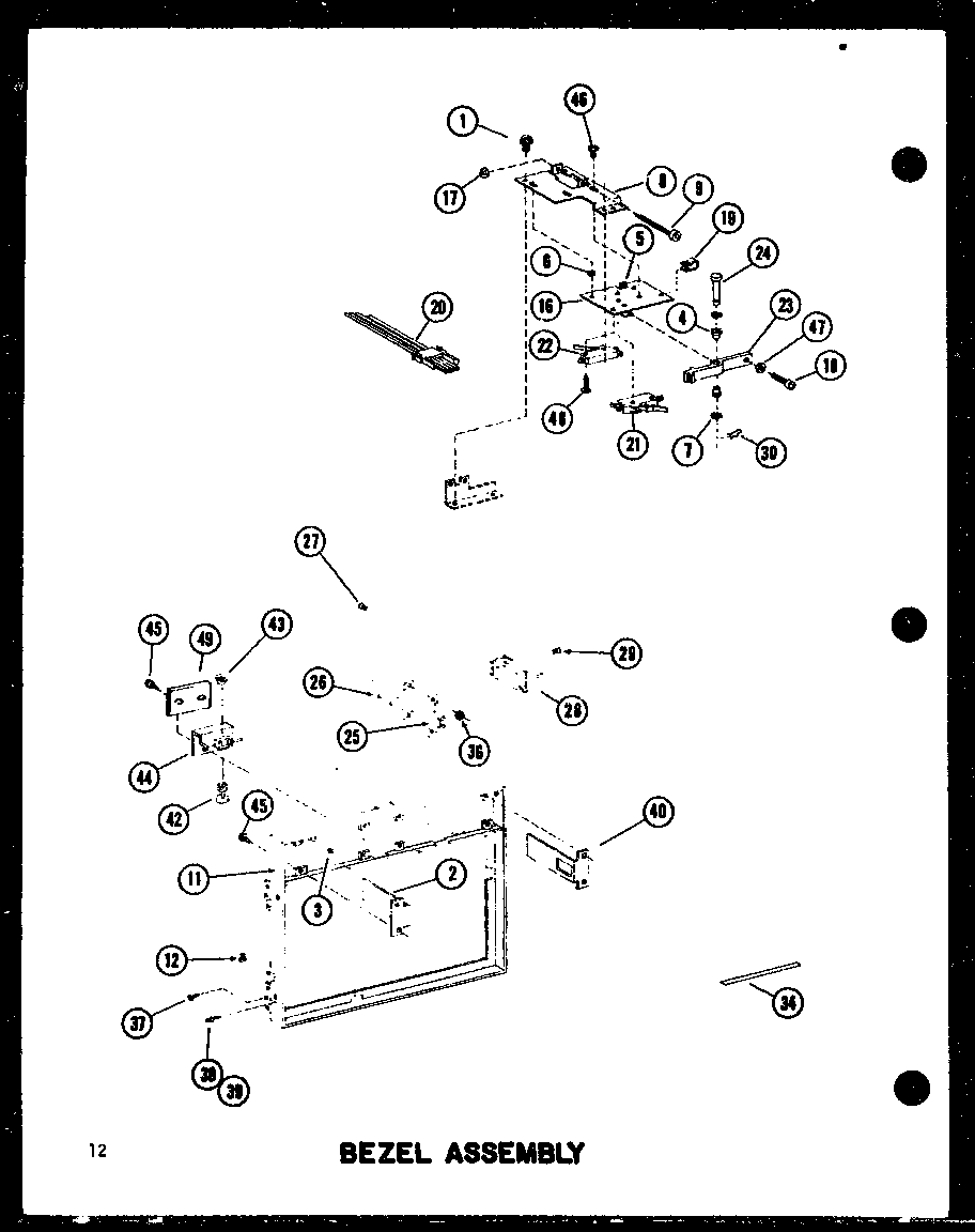Amana RC-14S/P73824-1M bezel assembly diagram