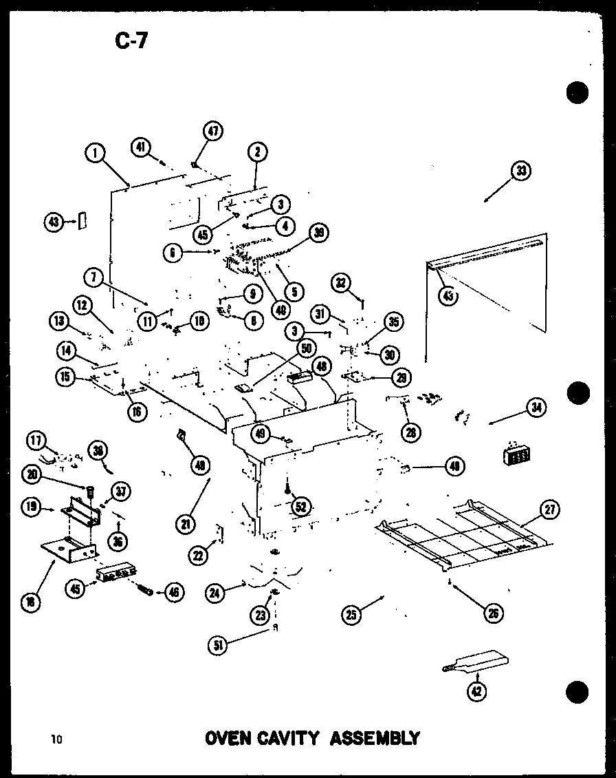 Amana RC-20/P72100-8M oven cavity assembly diagram