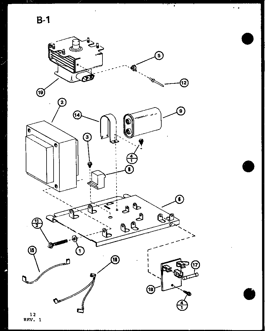 Amana RS-7/P75589-3M magnetron and transformer diagram