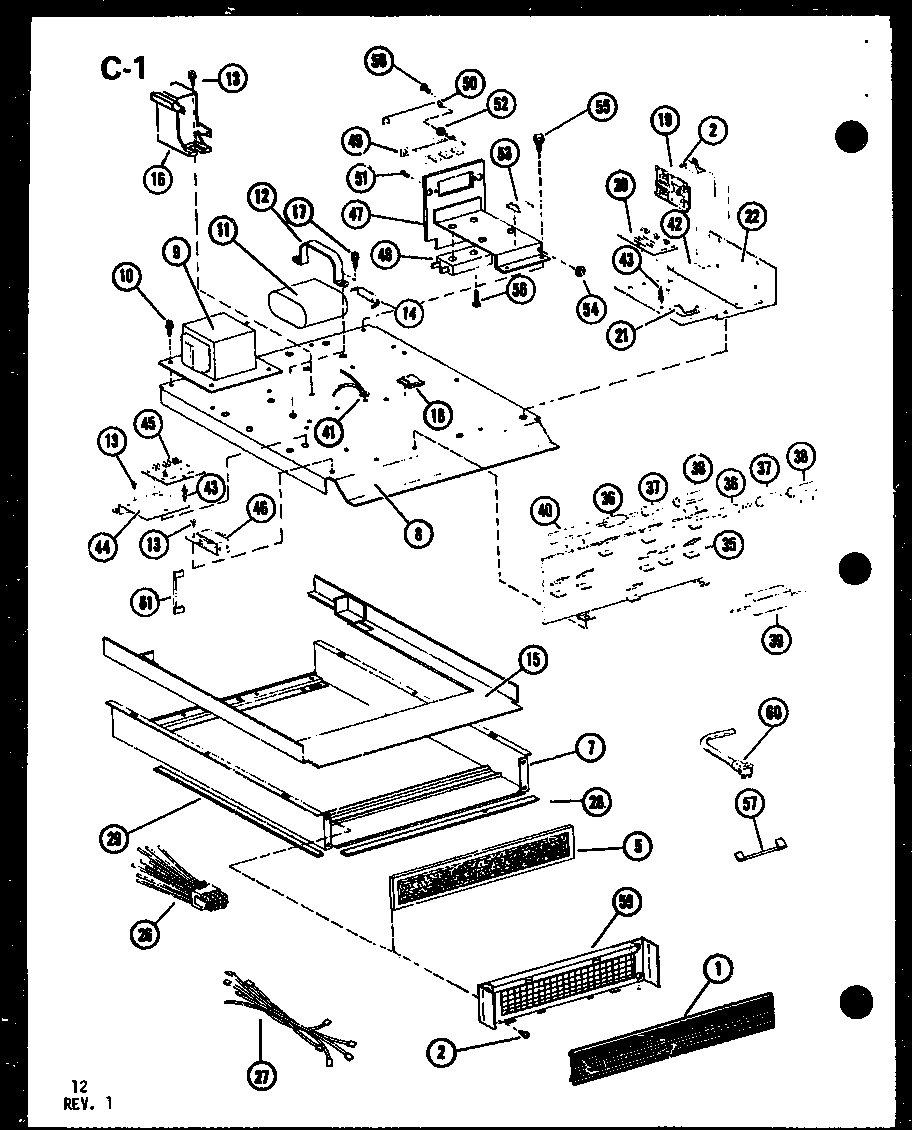 Amana RC-14B/P73550-2M base pan and grille diagram