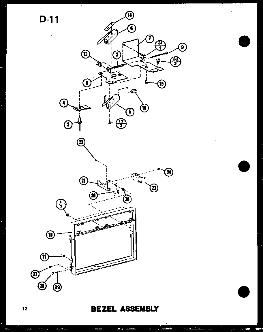 Amana RC-10SD/P75750-4M bezel assembly diagram