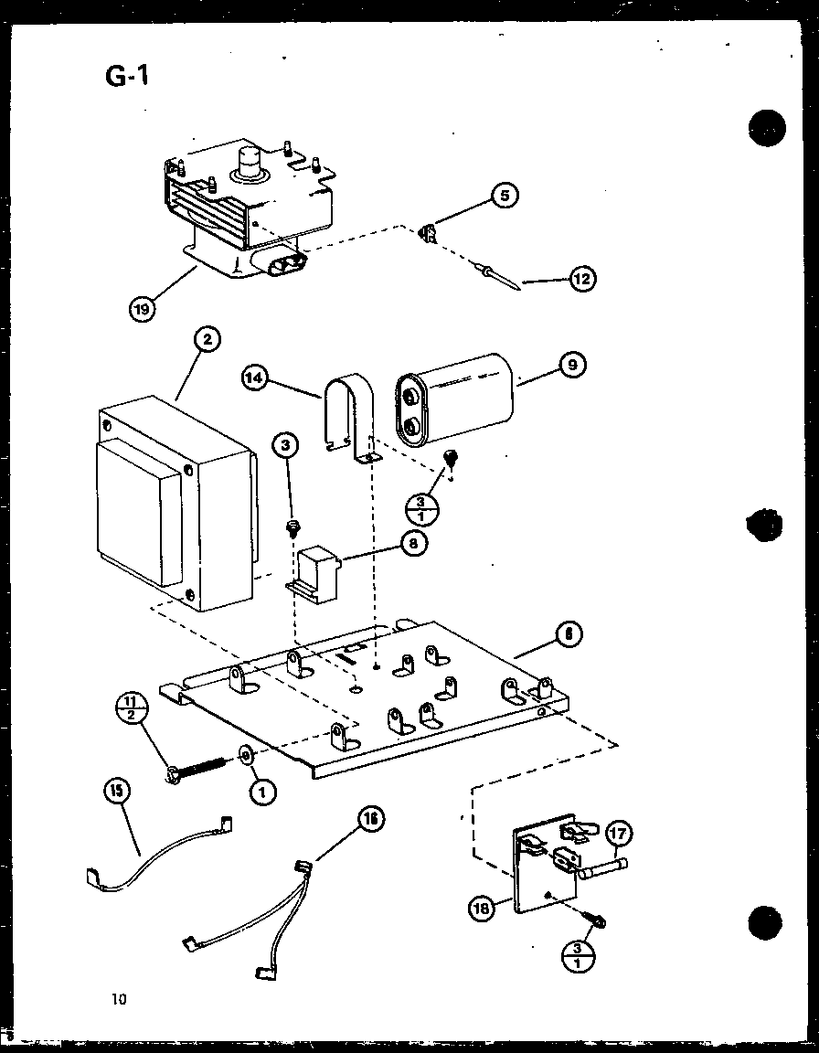 Amana RS-7A/P75589-7M magnetron and transformer diagram