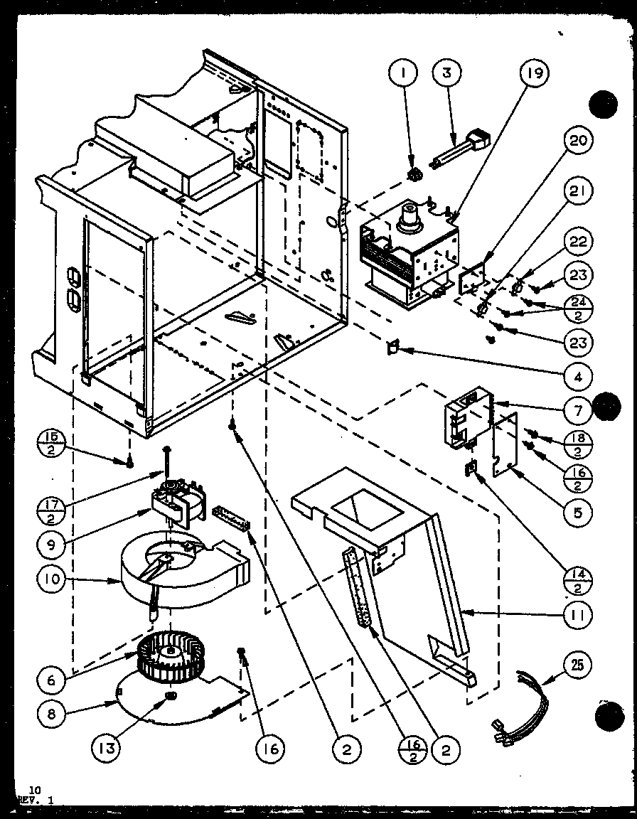 Amana RVS7/P7715413M blower and magnetron diagram