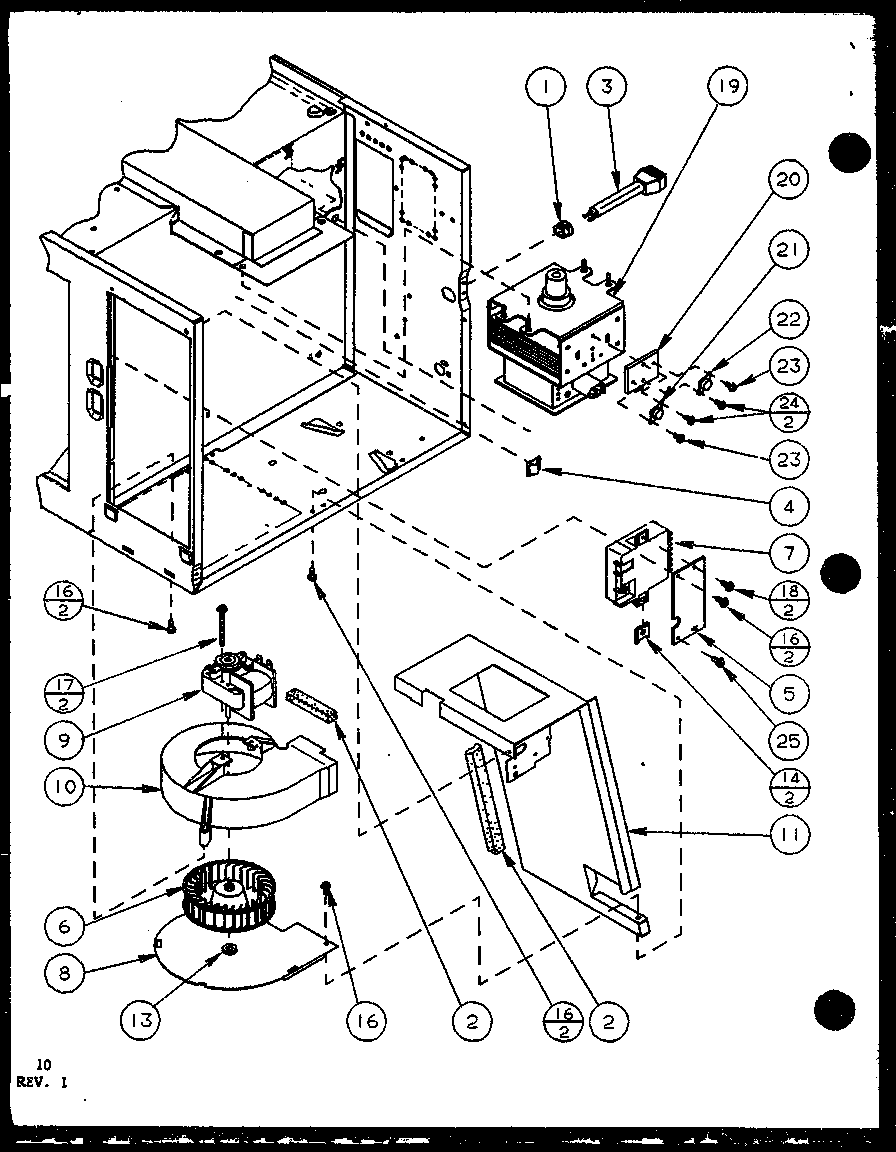 Amana RCS720SE/P7787213M blower and magnetron diagram