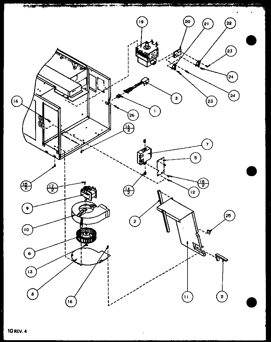 Amana RVS10B/P7787234M blower and magnetron diagram