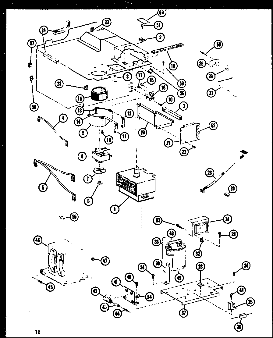 Amana RV-10/P74582-3M transformer and magnetron diagram
