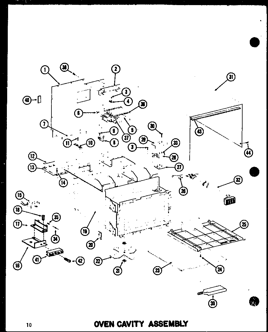 Amana RC-14/P72100-7M oven cavity assembly diagram
