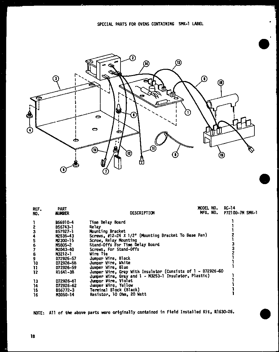 Amana RC-14/P72100-7M time delay board diagram