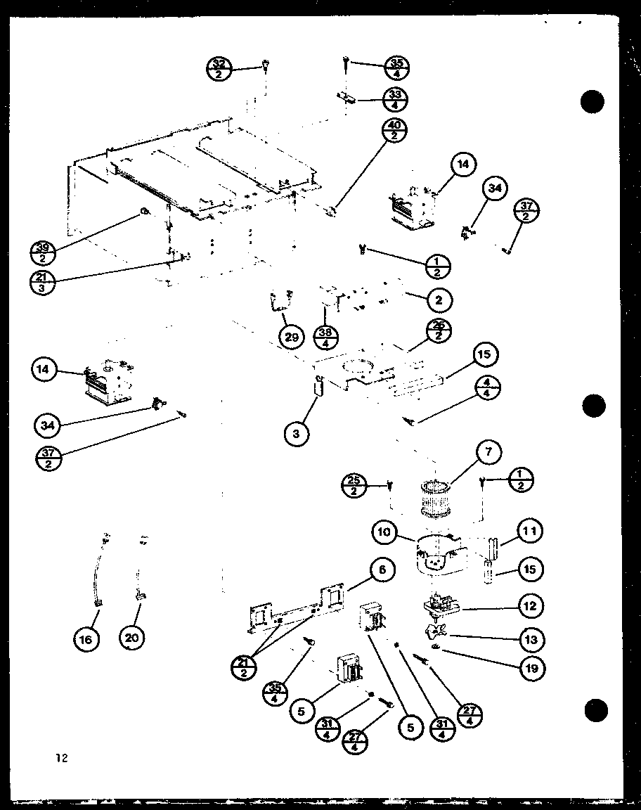 Amana RC-14SE-P76881-2M maagnetron and blower diagram