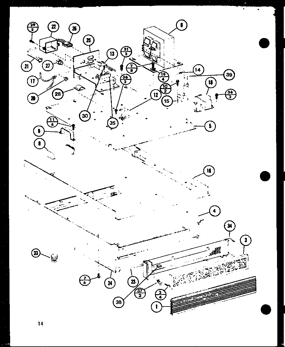 Amana RC-14SE-P76881-2M base pan assembly diagram