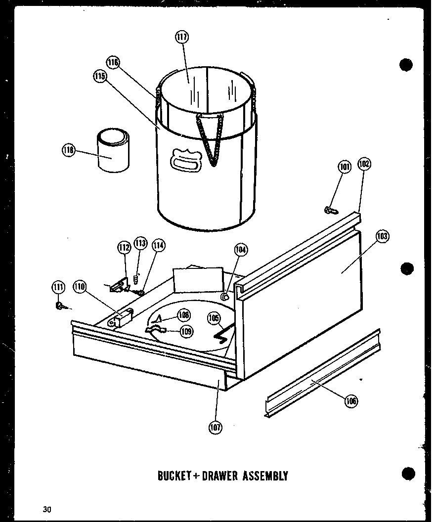 Amana SMC-1-AG/P18011-1TG bucket + drawer assembly diagram