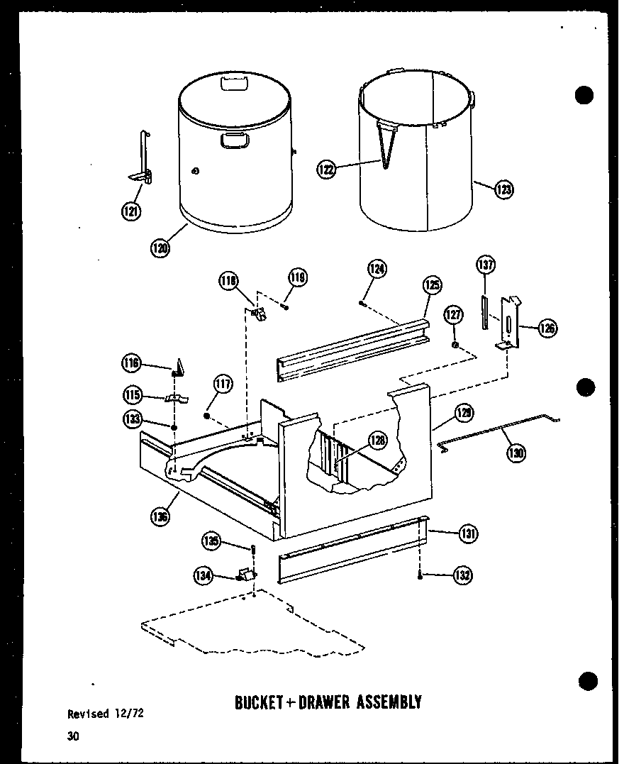 Amana SMC-1-A/P18011-3TA bucket + drawer assembly diagram