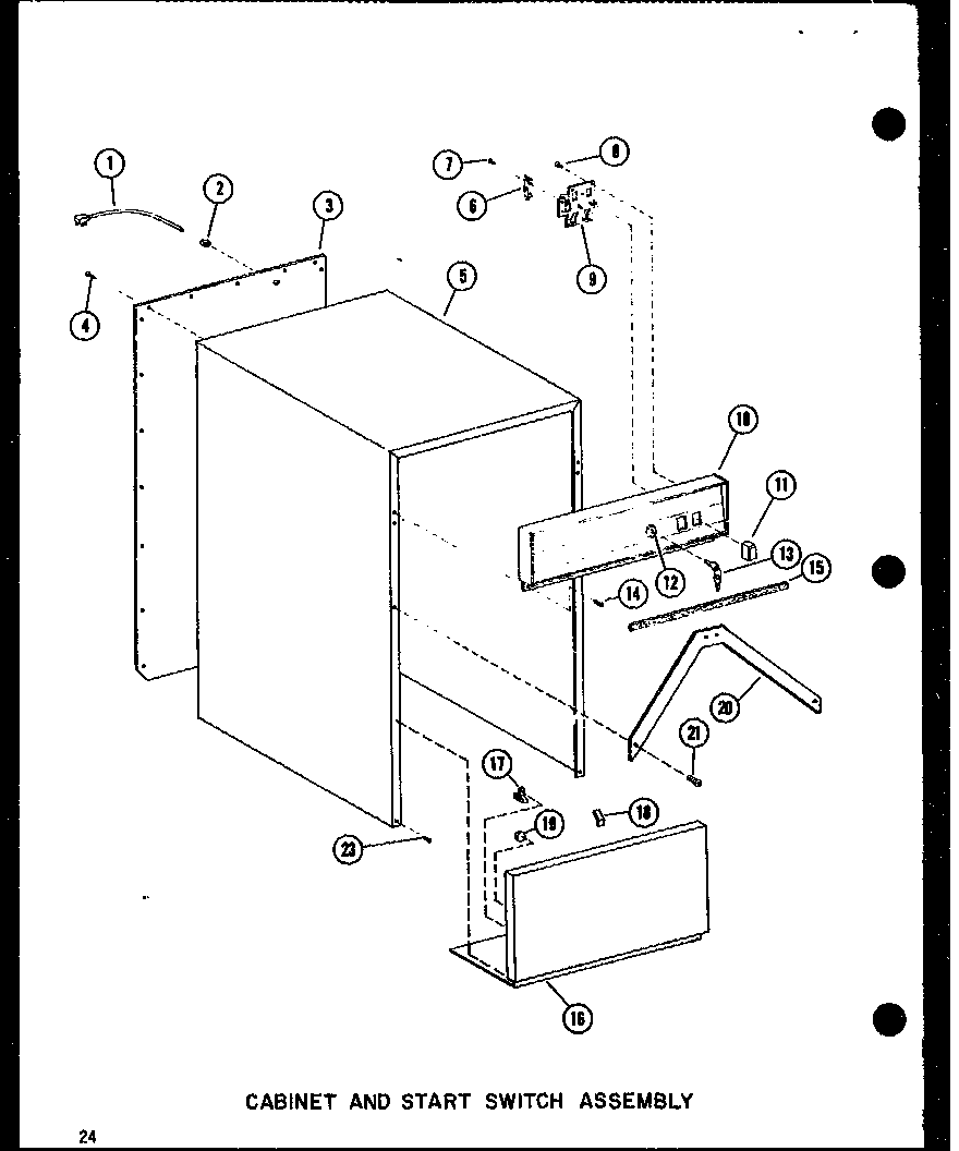 Amana ESMC-1-A/P18011-8TA cabinet and start switch assembly diagram