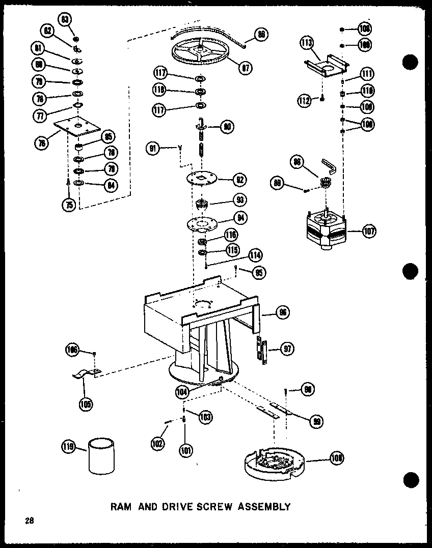 Amana ESMC-1-A/P18011-8TA ram and drive screw assembly diagram