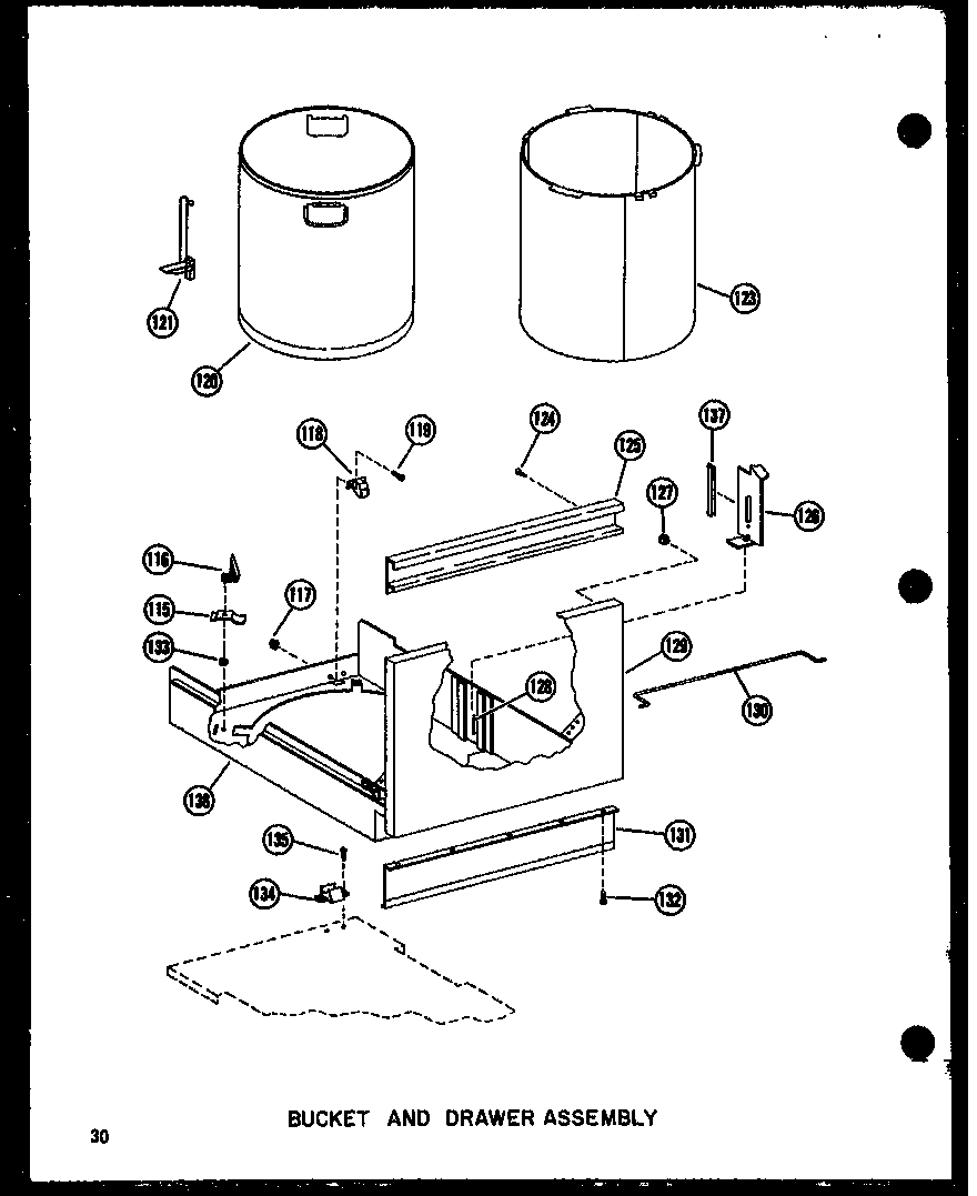 Amana ESMC-1-A/P18011-8TA bucket and drawer assembly diagram