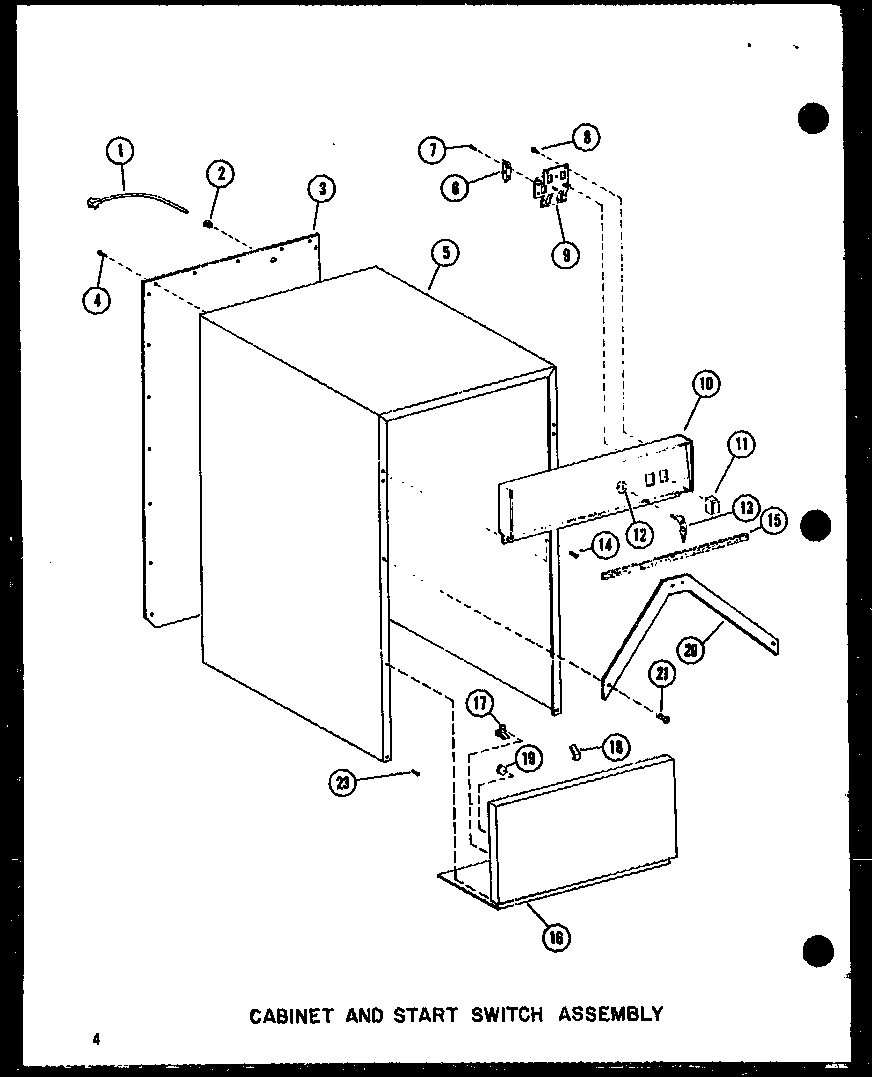 Amana SMCD-2W-AG/P18011-13TG cabinet and start switch assembly diagram