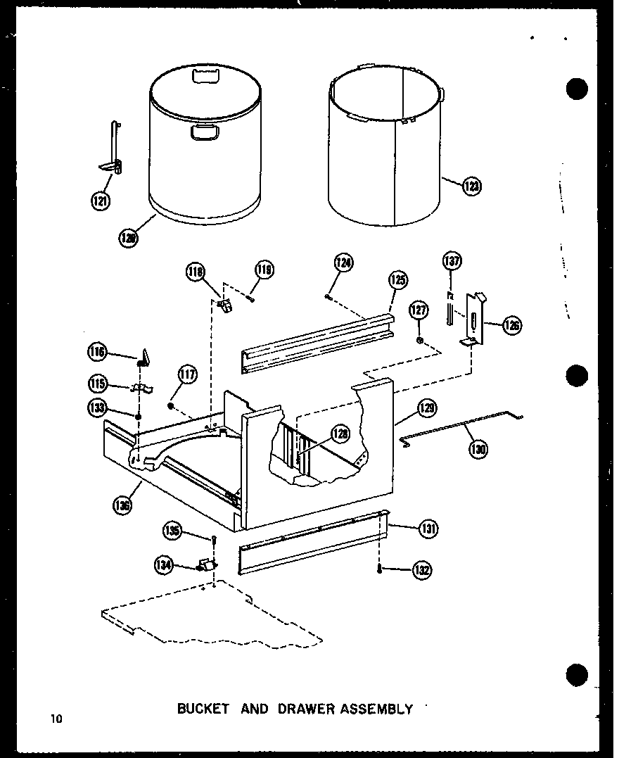 Amana SMCD-2W-AG/P18011-13TG bucket and drawer assembly diagram