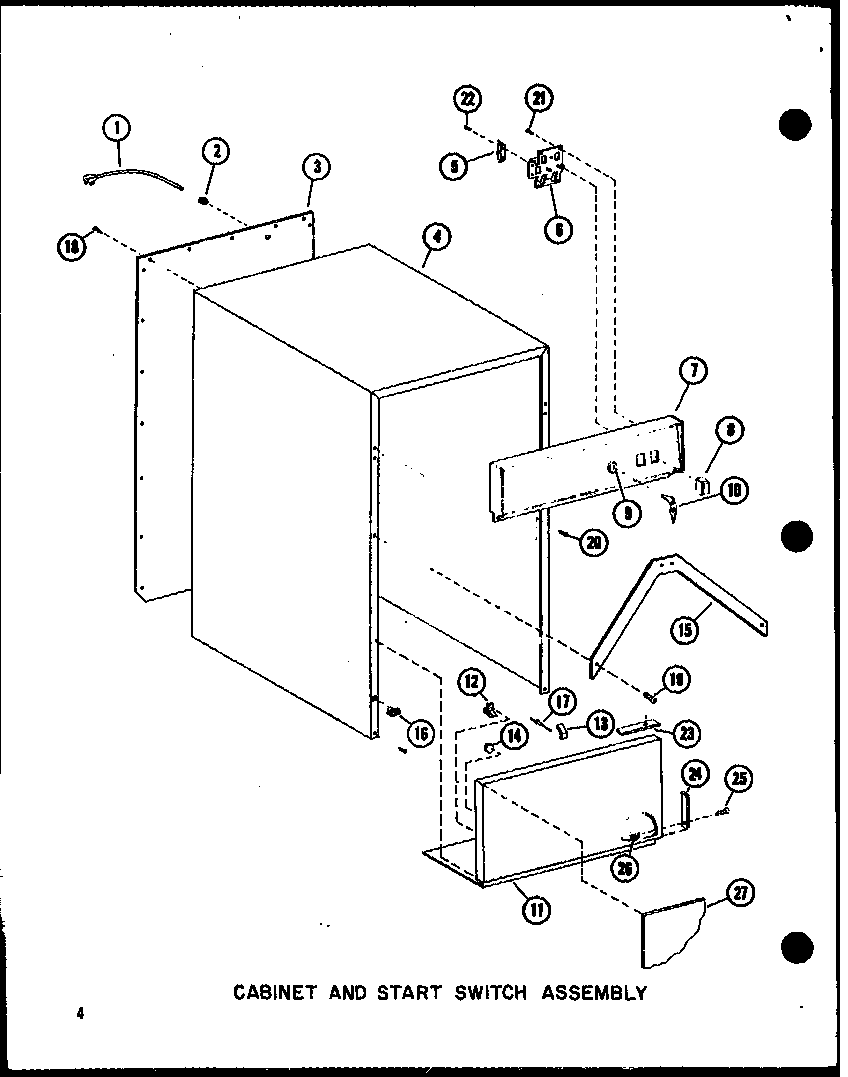 Amana SMCD-2B-AG/P18011-16TG cabinet and start switch assembly diagram