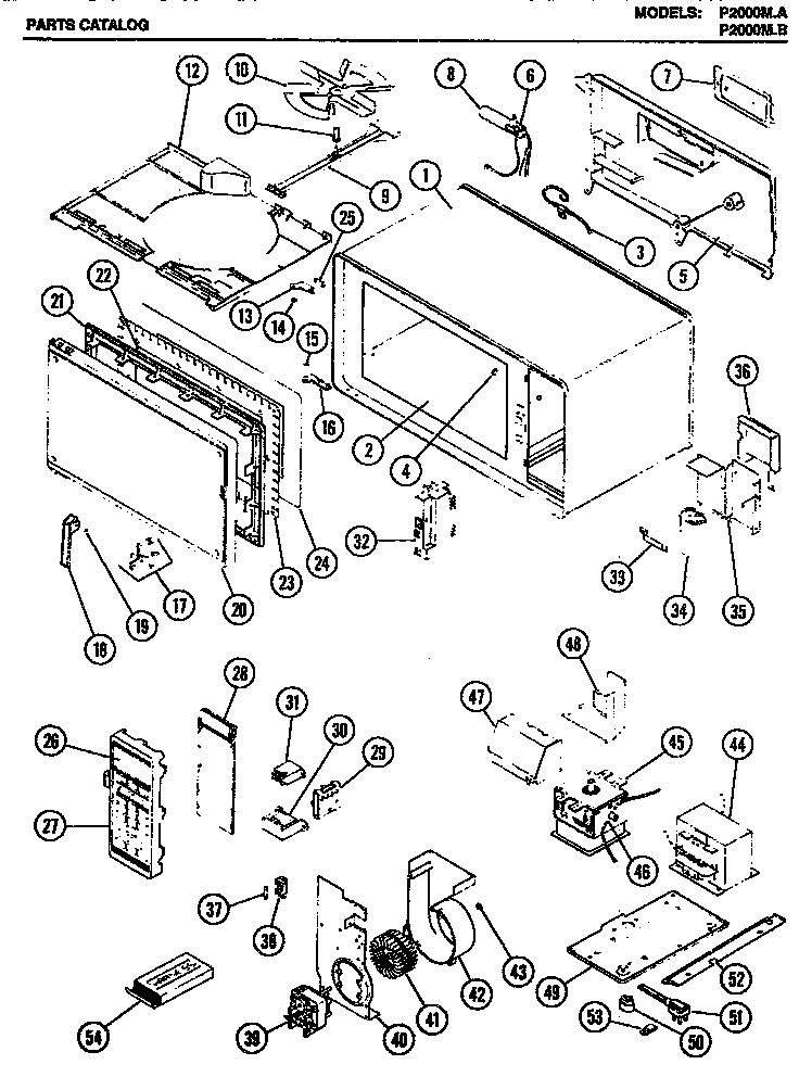 Amana P2000M.B microwave parts diagram