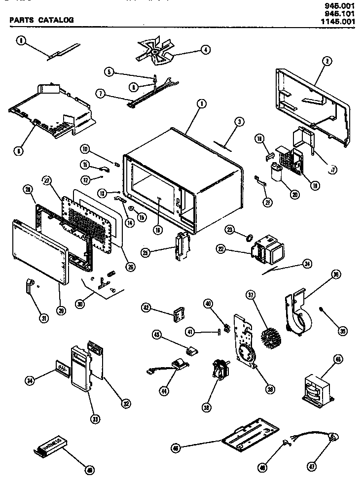 Amana 945.101 microwave parts diagram