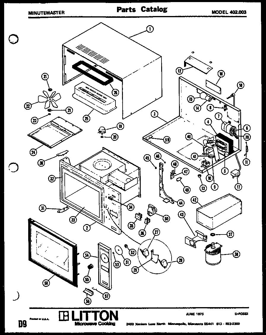 Amana 402.003 microwave parts diagram
