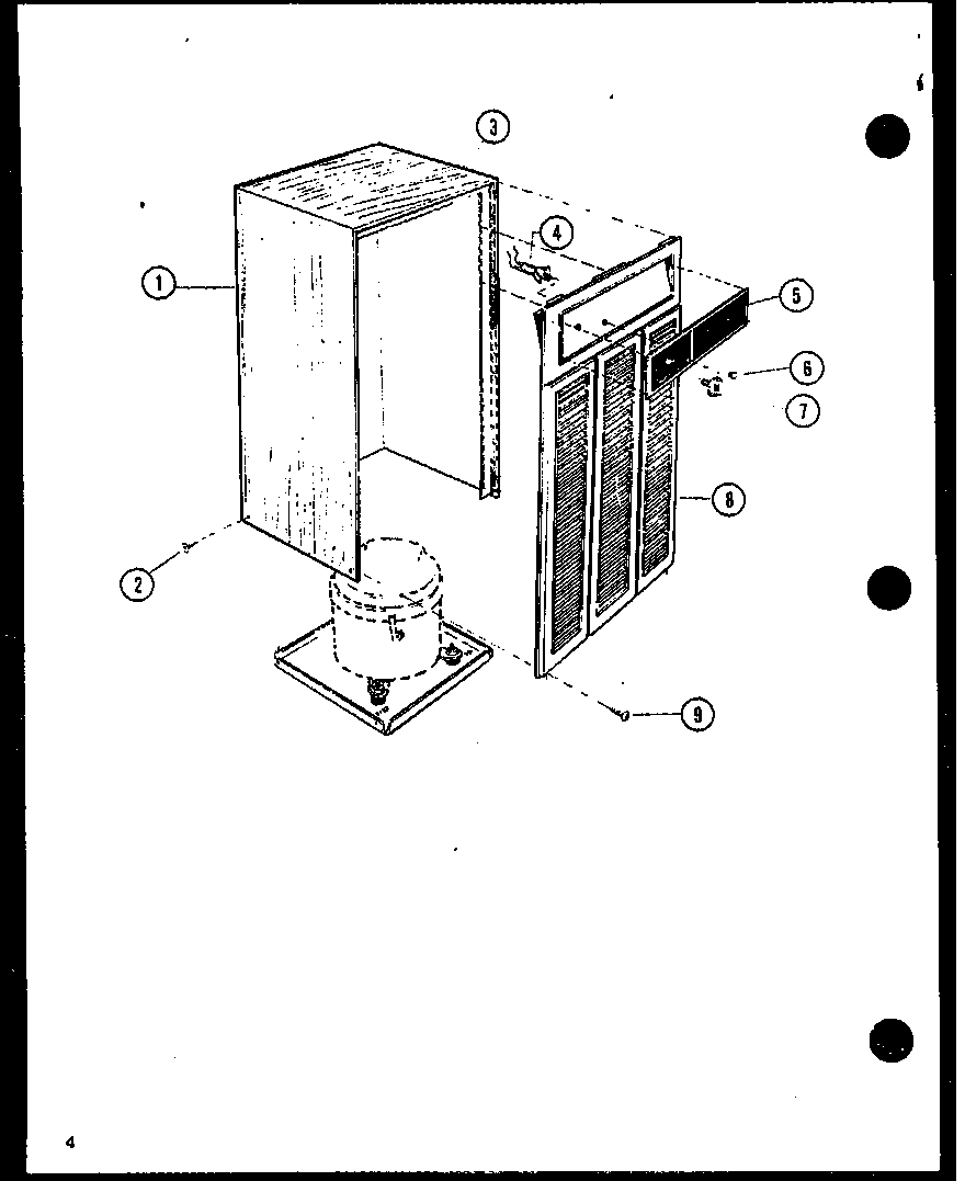 Amana DH40-P1161904R cabinet and front grille diagram
