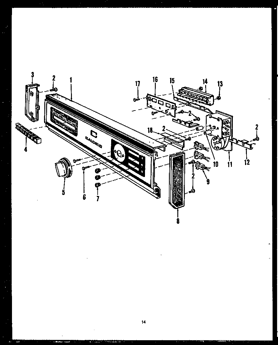 Caloric DCP226-11OR control panel/timer diagram