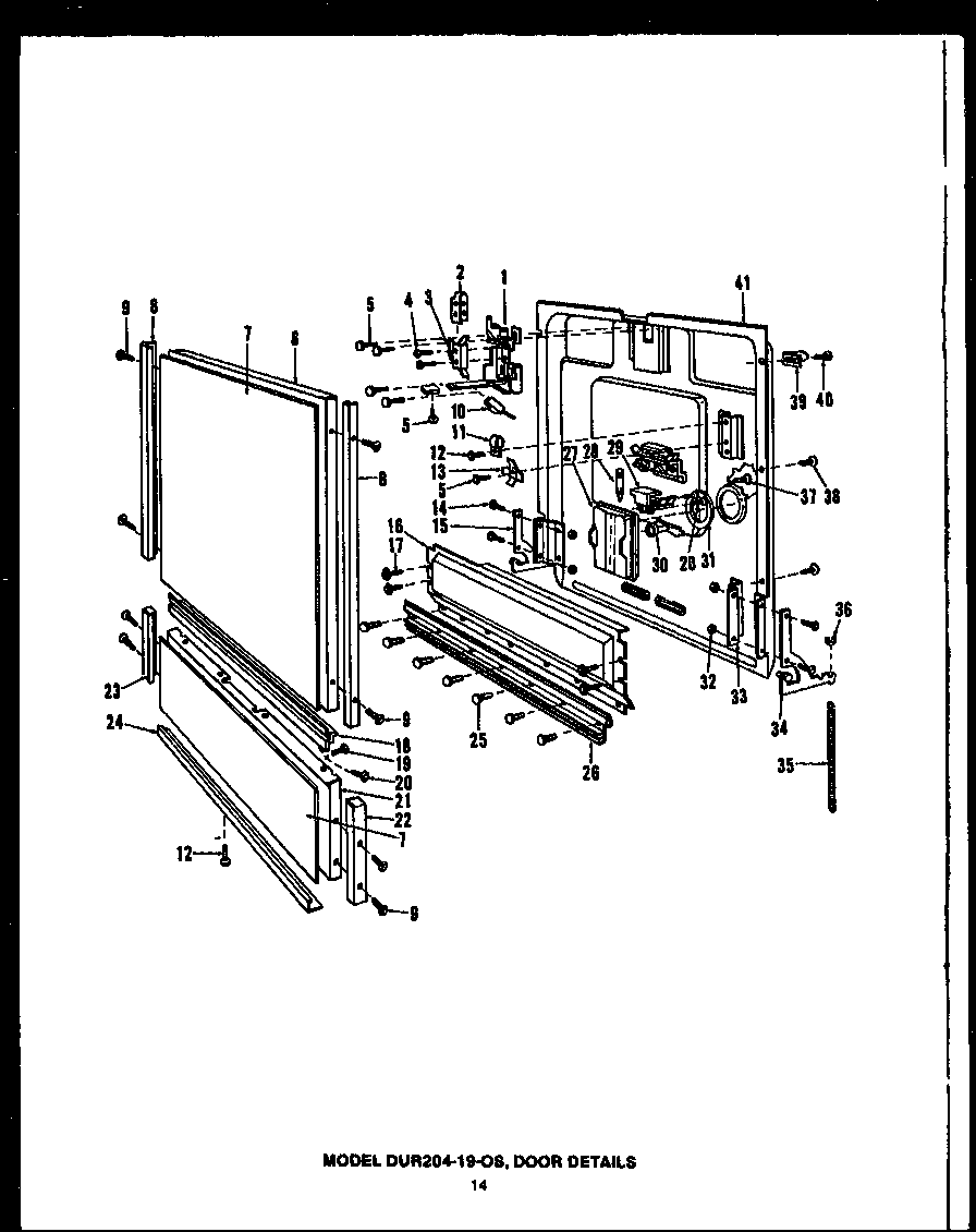 Caloric DCR225-1N-OS door details (dur204-19-os) diagram