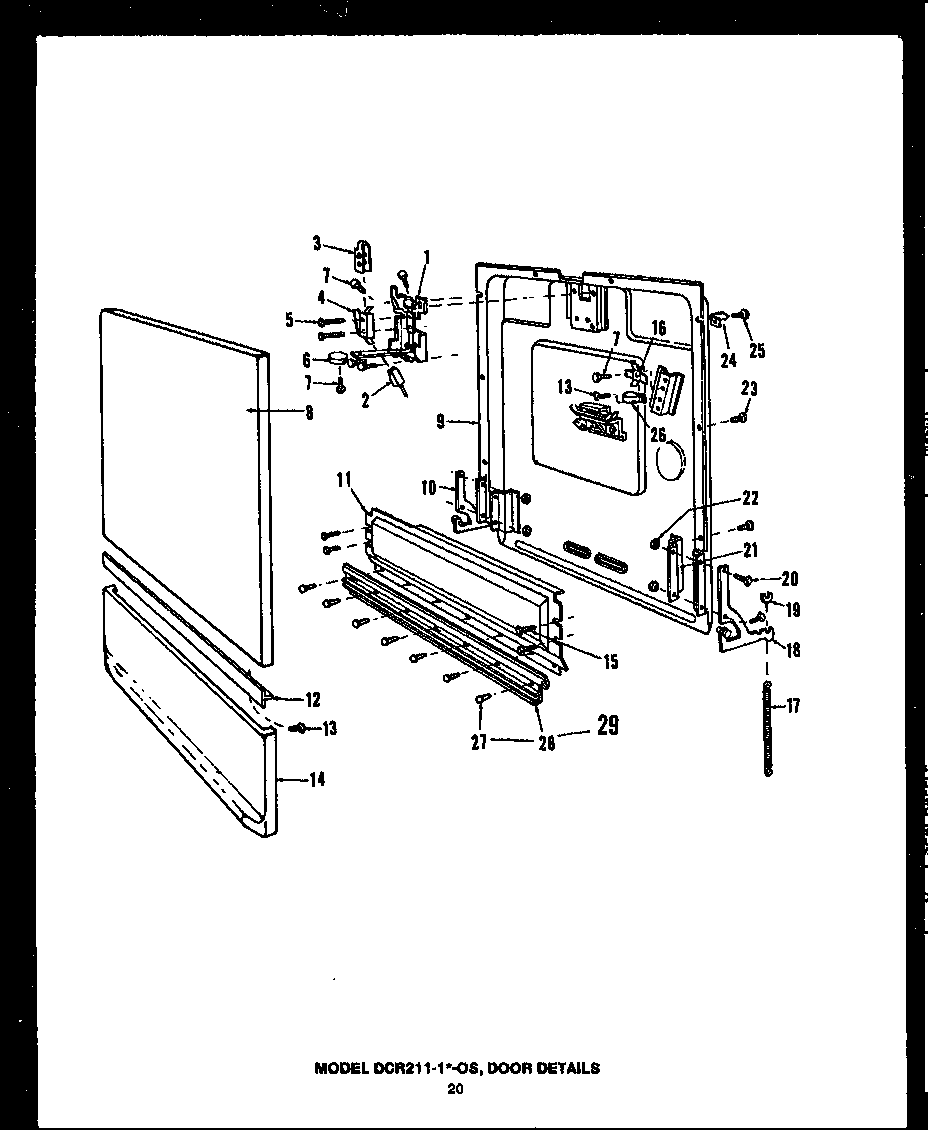 Caloric DCR225-1N-OS door details (dcr211-1d-os) (dcr211-1f-os) (dcr211-1n-os) (dcr211-1c-os) (dcr211-1v-os) diagram