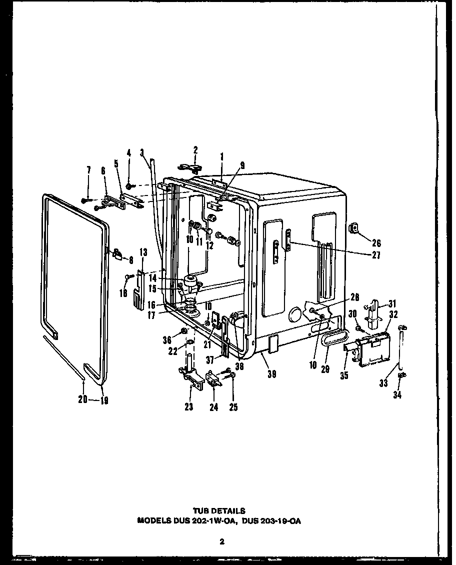 Caloric DCS215-1A-OA (dus202-1w-0a) (dus203-19-oa) diagram