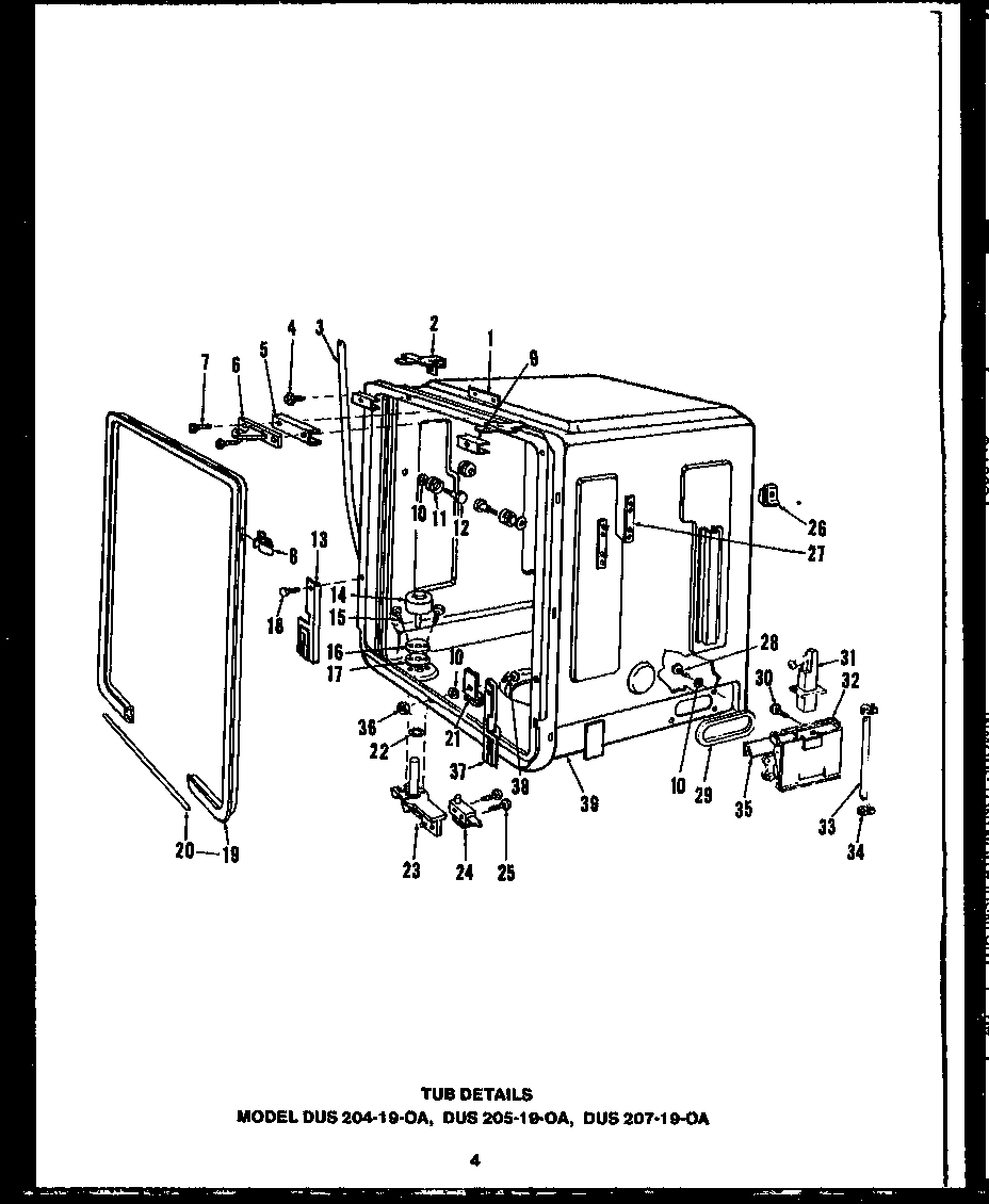 Caloric DCS215-1A-OA (dus204-19-oa) (dus205-19-oa) (dus207-19-oa) diagram