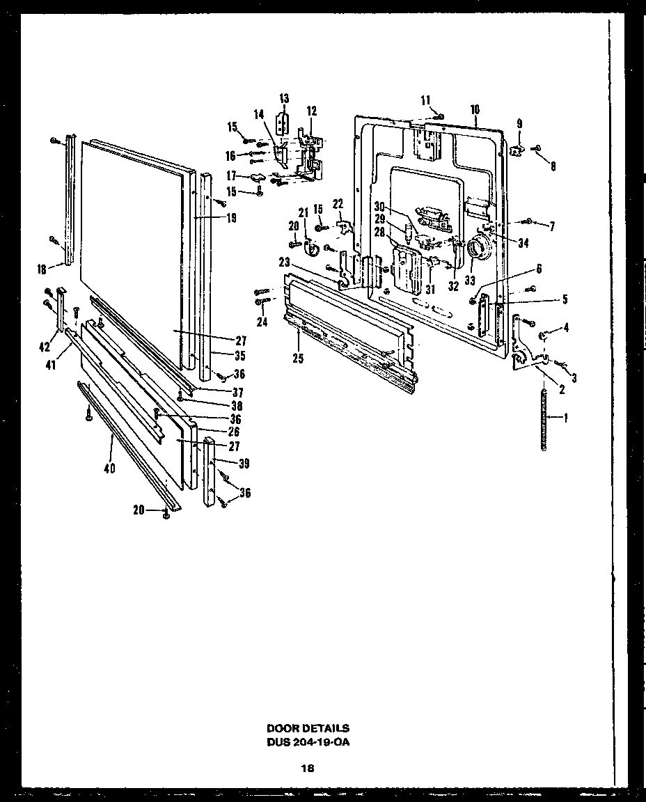Caloric DCS215-1A-OA door details (dus204-19-oa) diagram