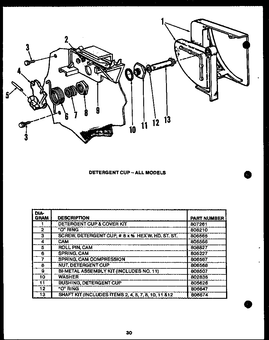 Caloric DCS215-1A-OA detergent cup diagram