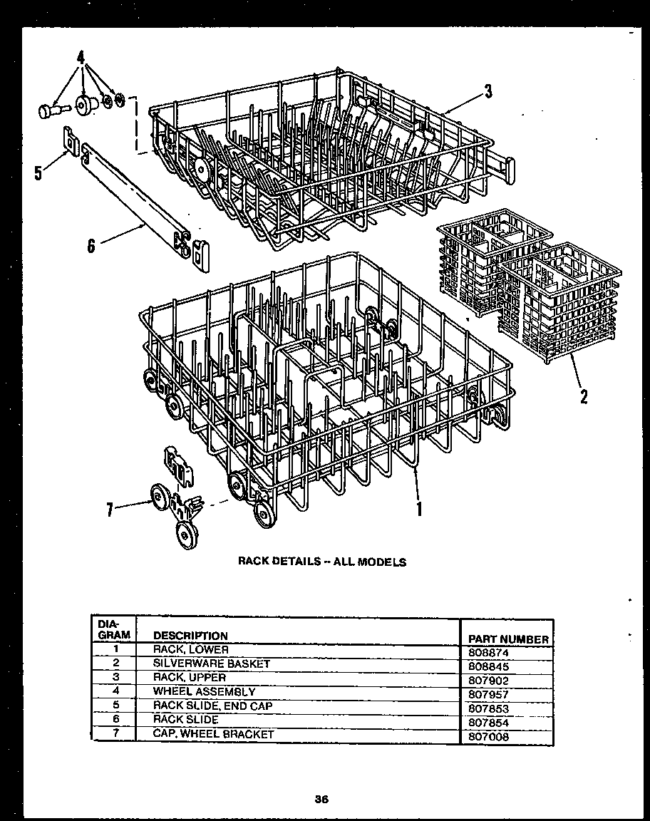 Caloric DCS215-1A-OA rack details diagram