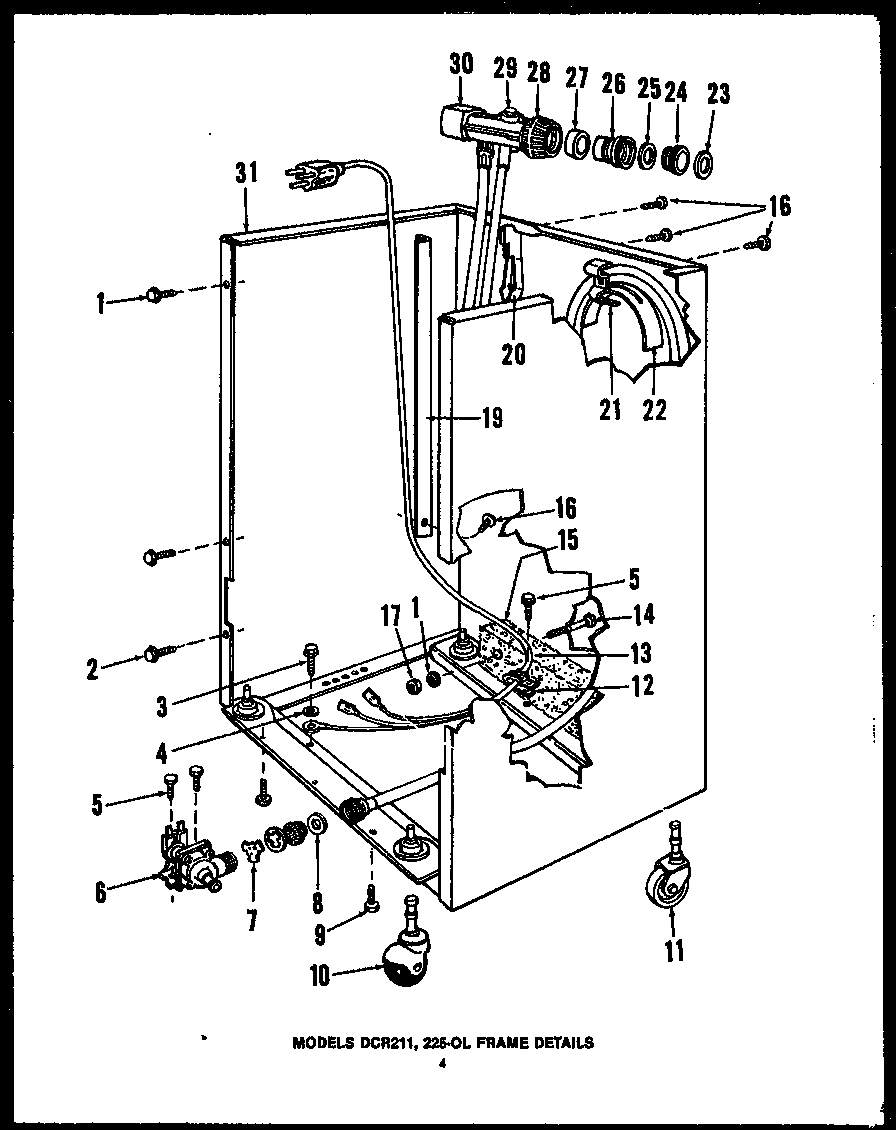 Caloric DCR-225-1C-OL frame details diagram