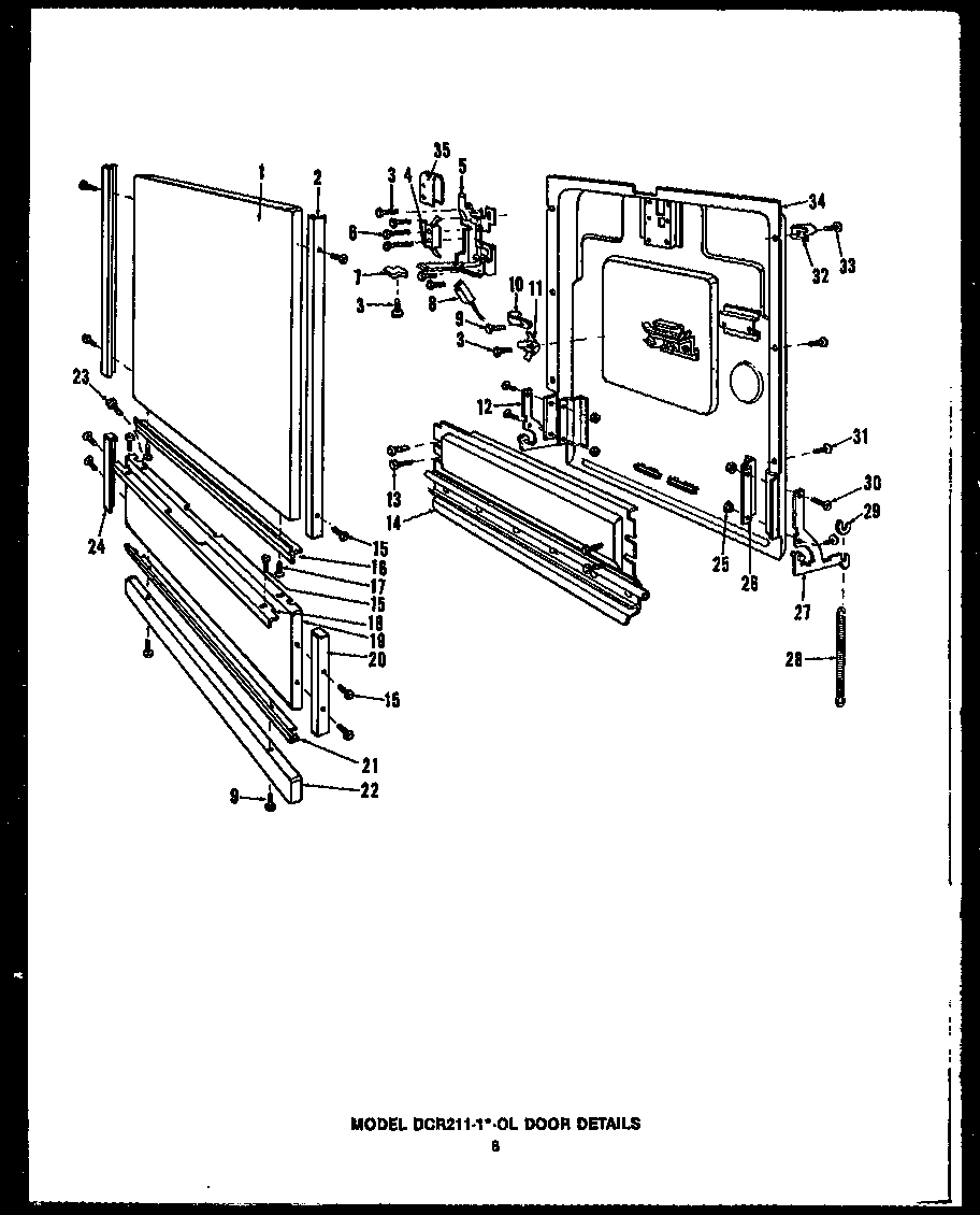 Caloric DCR-225-1C-OL door details (dcr-211-1h-ol) (dcr-211-1w-ol) (dcr-211-1l-ol) diagram
