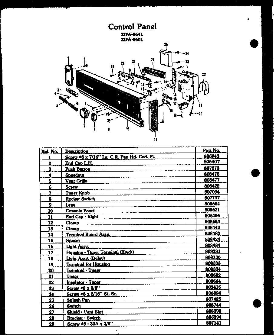 Modern Maid ZDW-864L (zdw-864l) (zdw-860l) diagram