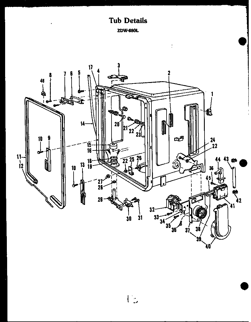 Modern Maid ZDW-864L tub details (zdw-880l) diagram
