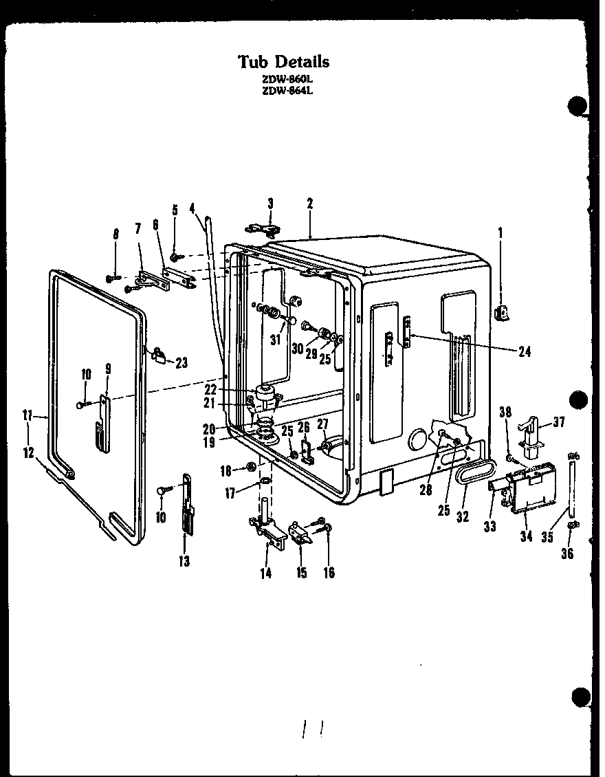 Modern Maid ZDW-864L tub details (zdw-864l) (zdw-860l) diagram