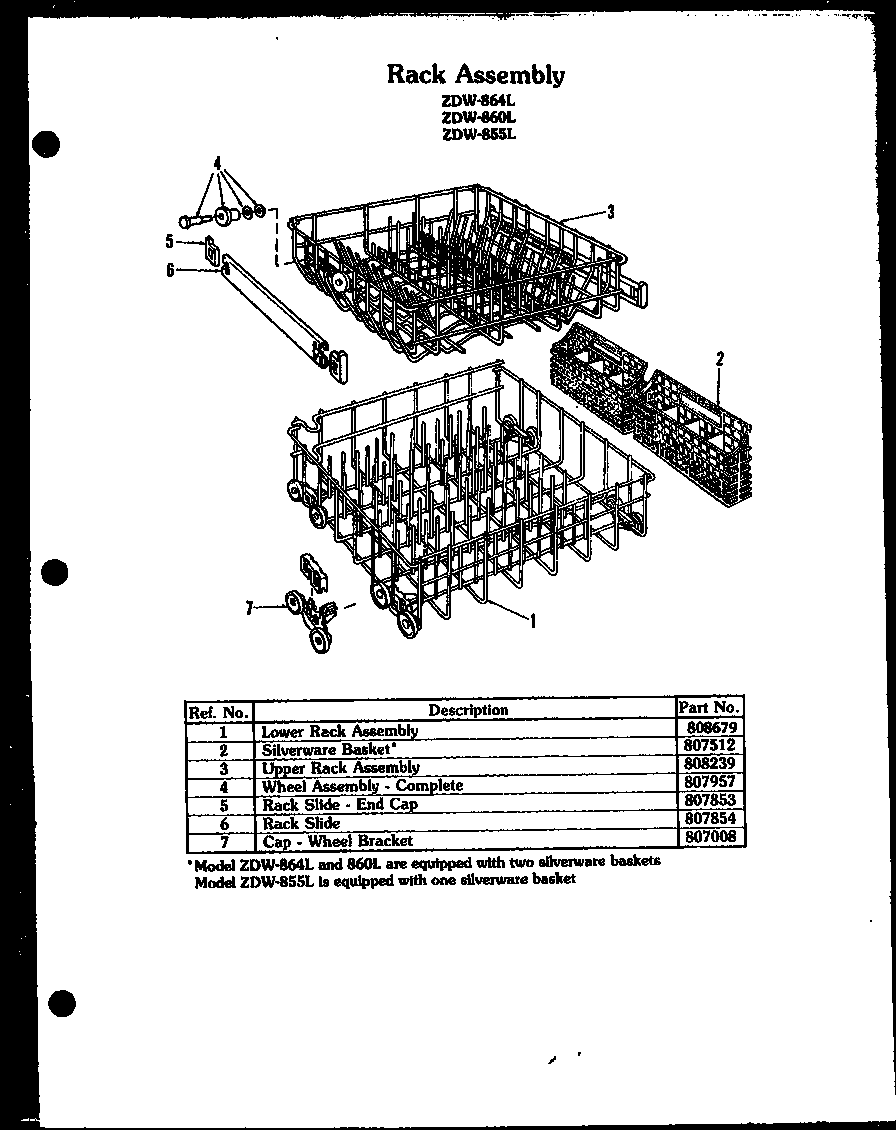 Modern Maid ZDW-864L rack assembly (zdw-864l) (zdw-860l) (zdw-855l) diagram