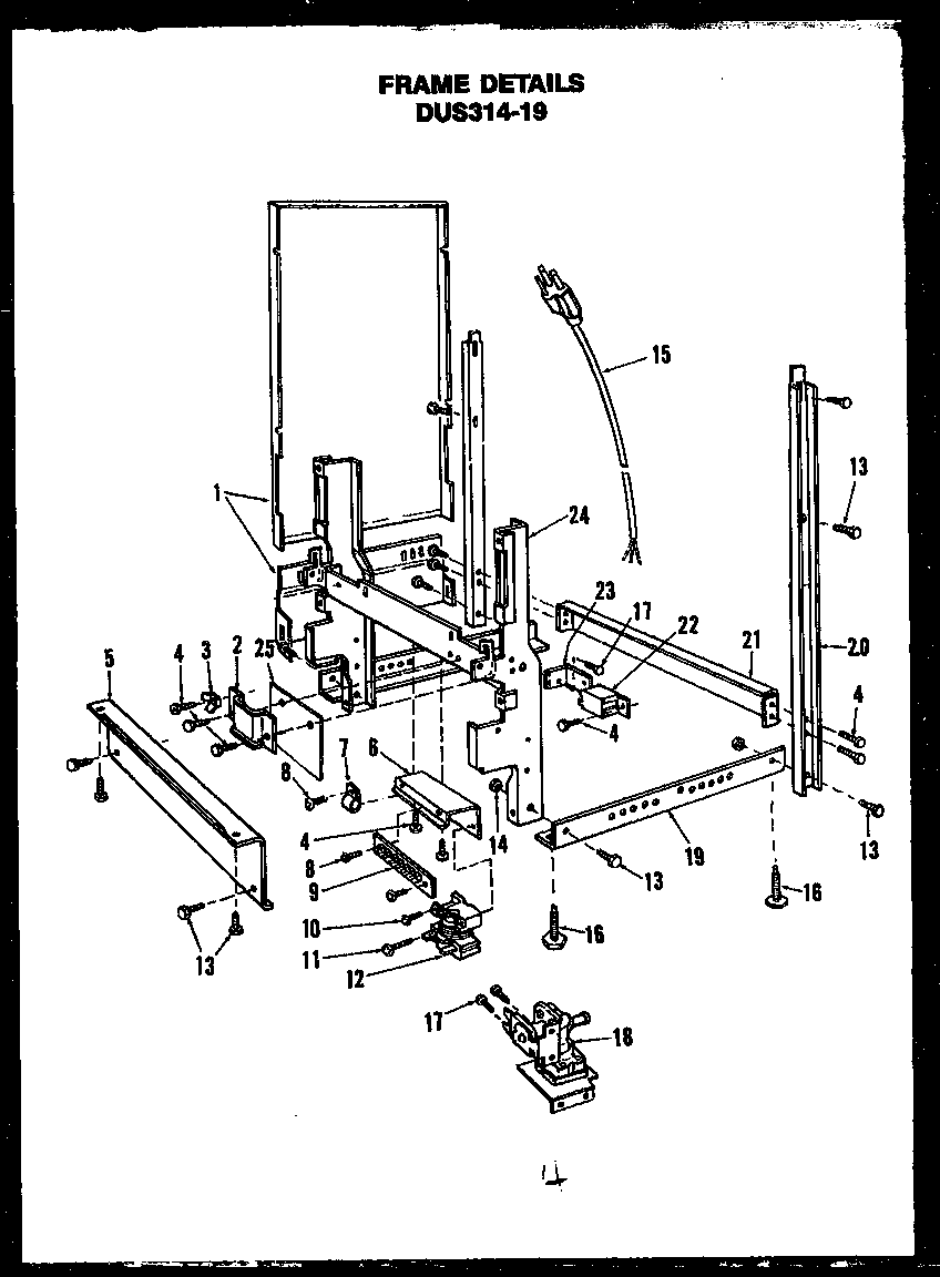 Caloric DUS314-19/MN02 frame details diagram